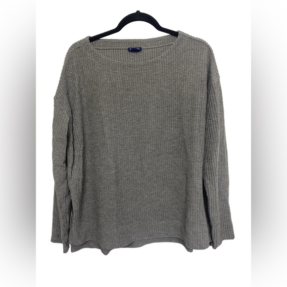 Splendid Gray Waffle Knit Thermal Long Sleeve Top Large - Picture 2 of 5